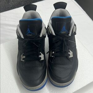 Jordan Black and Blue Air 4 Sneakers with Mesh Panels